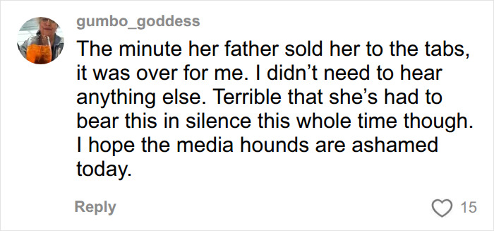 Social media comment addressing Meghan Markle and her dad. Social media comment addressing Meghan Markle and her dad.