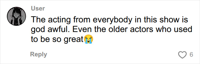 A user comment criticizing acting skills, relating to the Selena Gomez viral clip controversy.
