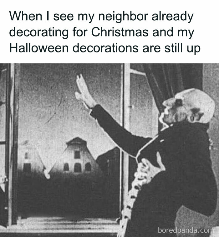 Nosferatu vampire leaning back in a dramatic scene for spooky season memes