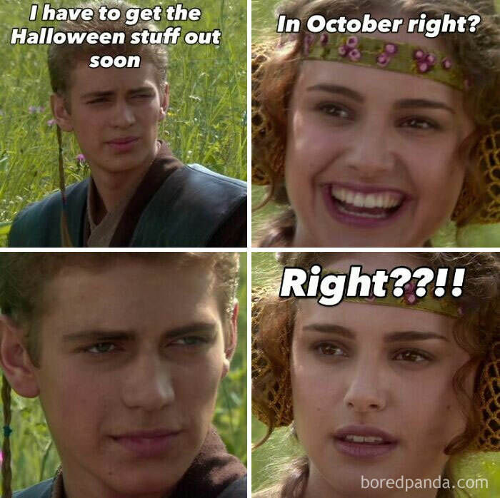 Anakin and Padme Star Wars template used for spooky season memes