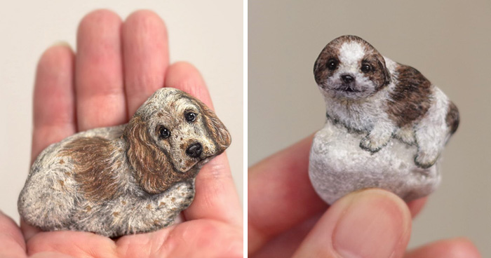 Japanese Artist Transforms Ordinary Stones Into Adorable Dogs With Incredible Detail (30 Pics)