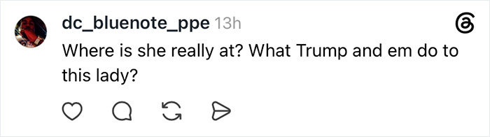 Social media comment starting a conspiracy theory about Susan Dell after her White House appearance.