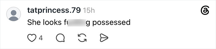 An online comment stating she looks possessed related to the Susan Dell conspiracy theory.