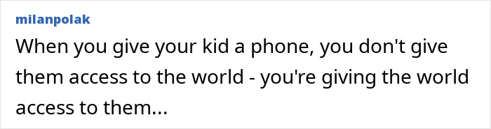 A text comment reflecting on youth, technology, and parenting a teen girl.