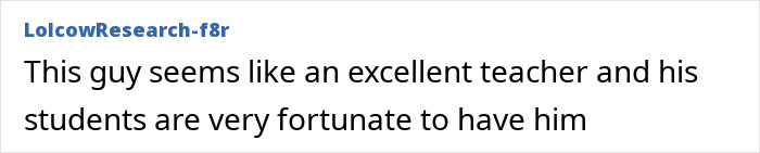 A supportive user comment praising a dedicated teacher helping a teen girl.