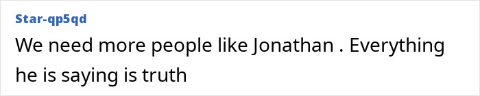 User comment expressing support for a teacher's decision and truthful message about education.