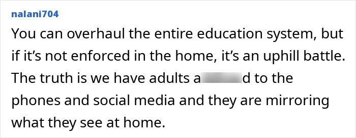 Social media comment discussing education system issues relevant to a teacher's decision to help a teen girl.