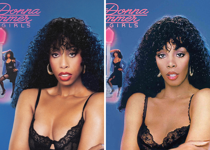 Side-by-side comparison of a star recreation for celebrity Halloween costumes