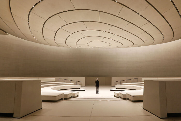 The Perspa Awards entry showing a minimalist interior space with a circular ceiling design.