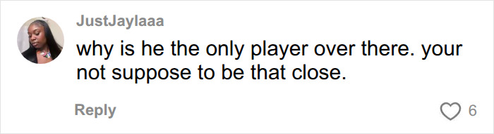 Comment questioning player's close proximity during treatment of woman
