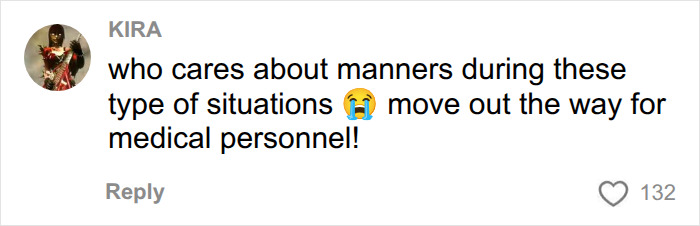 Comment urging to move for medical personnel during situation