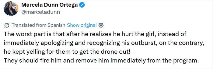 Online reaction post criticizing the TV show host for his behavior after kicking a drone
