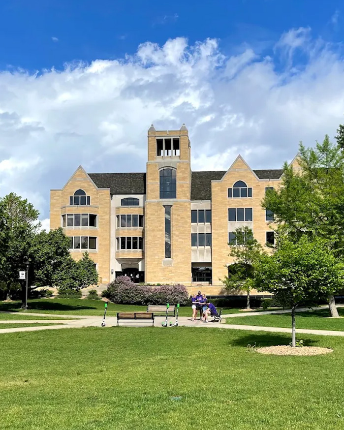 University campus building related to student telling protester incident University campus building related to student telling protester incident