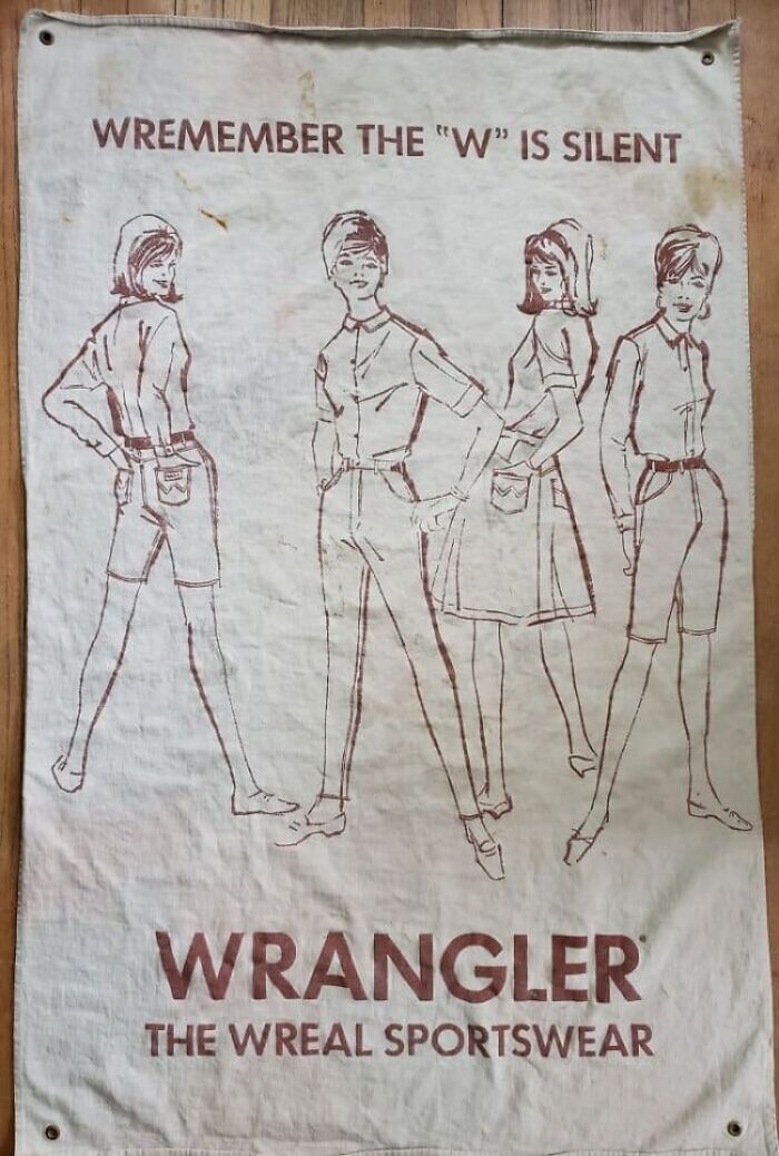 Vintage Wrangler ad with drawings of women in retro sportswear