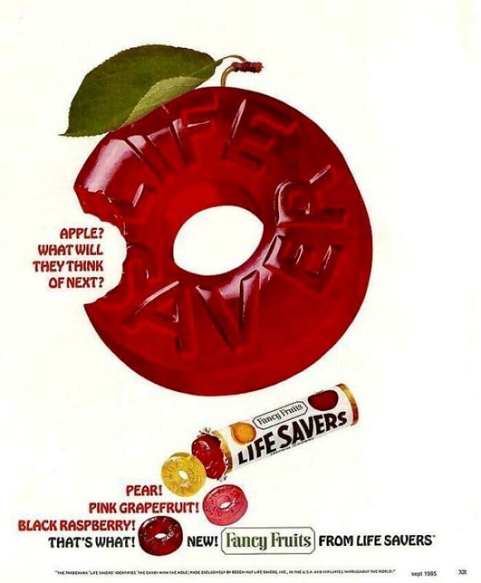 Vintage Life Savers candy retro advertisement with apple and fruit flavors
