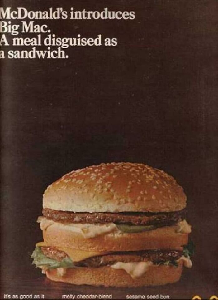 Vintage McDonald's Big Mac advertisement featuring sandwich image