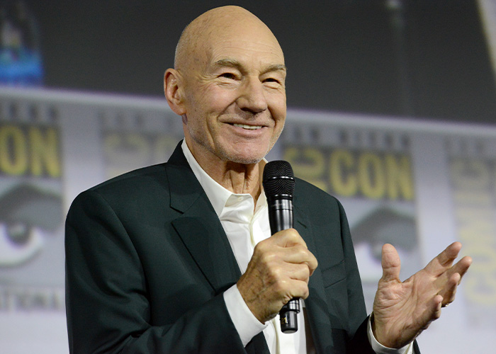 Actor Patrick Stewart speaking at a microphone amidst discussion of Lewy body dementia. Actor Patrick Stewart speaking at a microphone amidst discussion of Lewy body dementia.