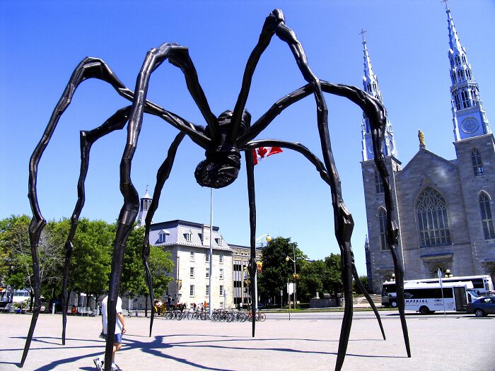 Maman, the giant spider sculpture by Louise Bourgeois, stands as public art in Ottawa, Canada.