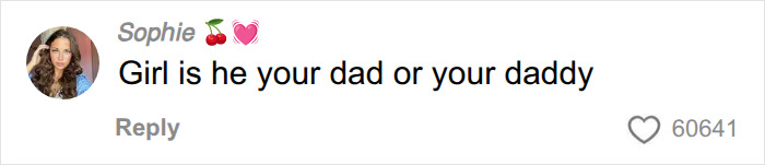 A comment on social media questioning a woman and her dad's affectionate bond.