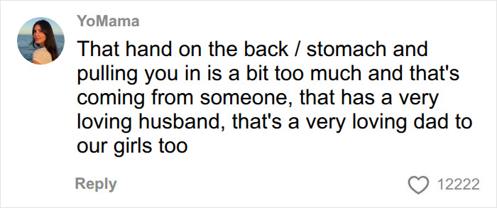 Comment discussing physical contact and hand placement in a video showing a close bond with dad.