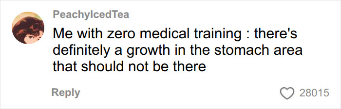Online comment noting a stomach growth regarding a woman struggling to fix her belly. Online comment noting a stomach growth regarding a woman struggling to fix her belly.