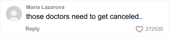 A comment criticizing doctors related to a woman's health and belly transformation story. A comment criticizing doctors related to a woman's health and belly transformation story.