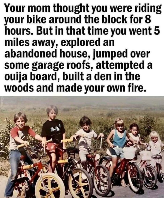 80s kids biking adventure and exploration nostalgic photo