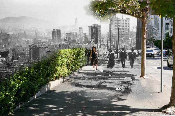 Then and Now Blend of the 1906 San Francisco Earthquake