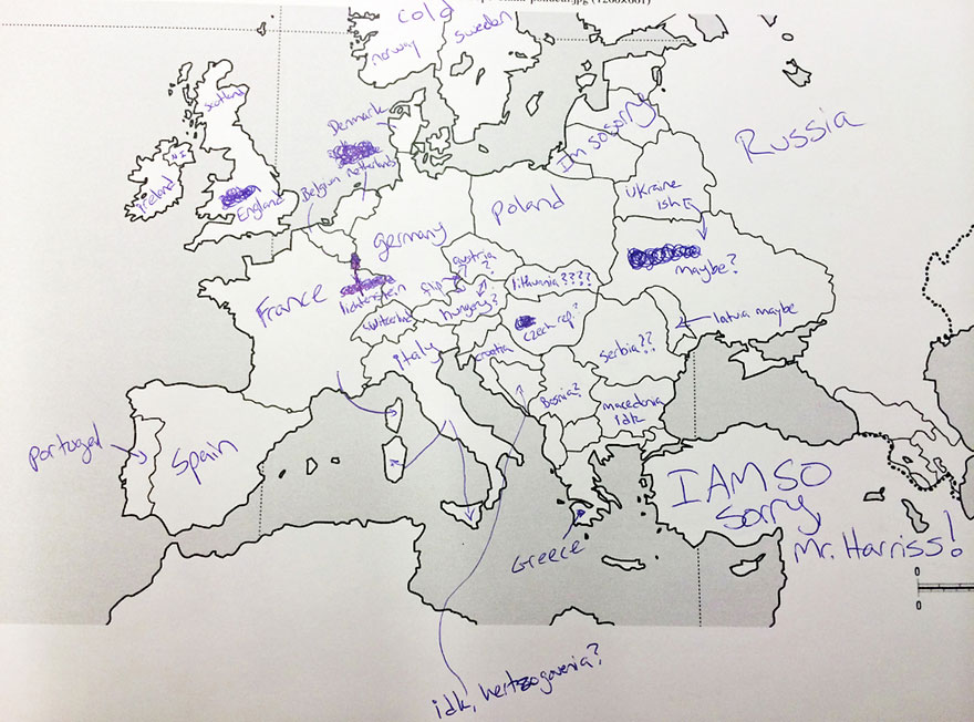 Americans Were Asked To Place European Countries On A Map. Here's What They Wrote: