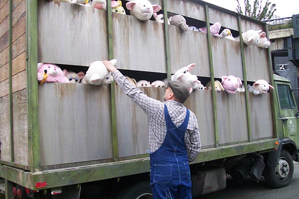 Banksy's Plush Animal Slaughterhouse Truck In NY Highlights Animal Cruelty