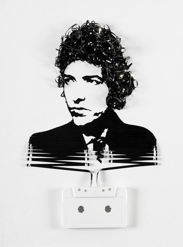 Celebrity Portraits Made Out Of Cassette Tapes