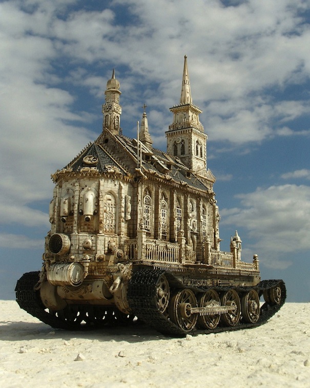 Churchtanks: Sculptures of Churches Turned Into Tanks 