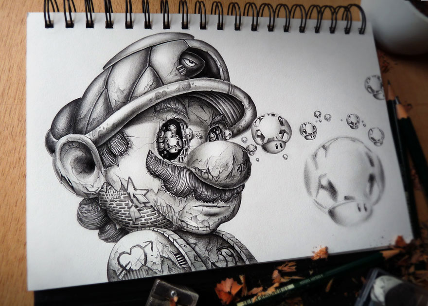 Distroy: Creepy Pencil Drawings Of Famous Cartoon Characters