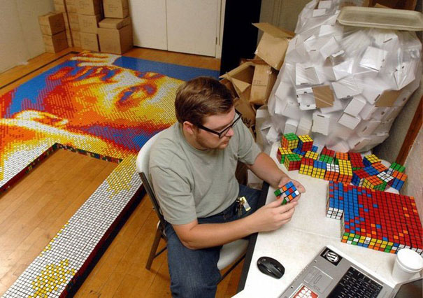 Dream Big: Portrait Made of 4,242 Rubik’s Cubes