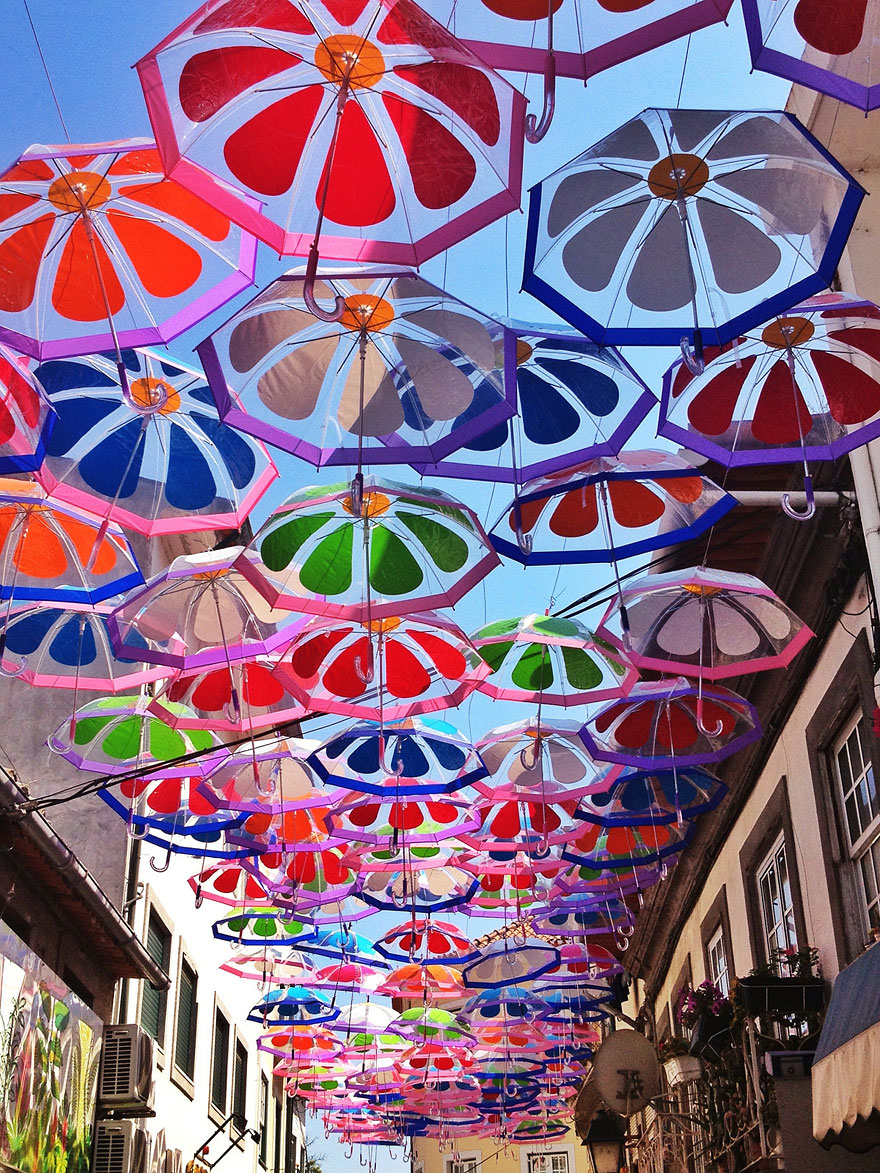 Hundreds of Floating Umbrellas Once Again Cover The Streets in Portugal 