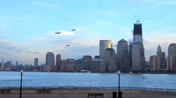People Flying Over New York City