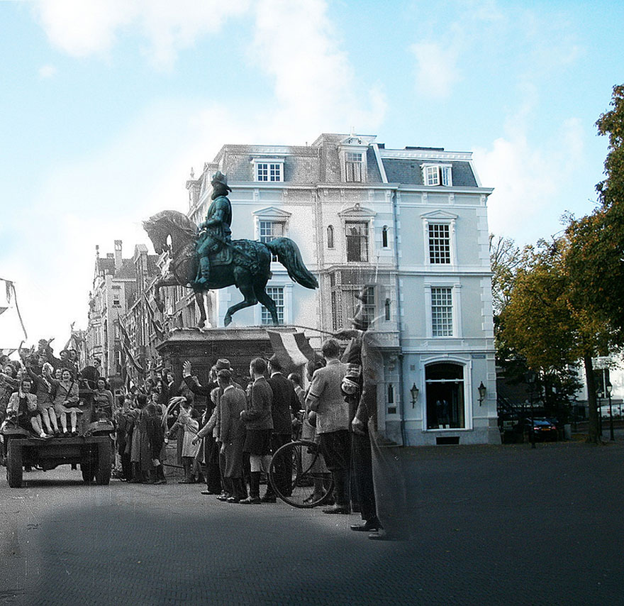 Ghosts of War: WWII Photos Superimposed on to Modern Street Scenes