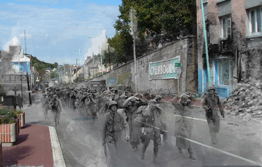 Ghosts of War: WWII Photos Superimposed on to Modern Street Scenes