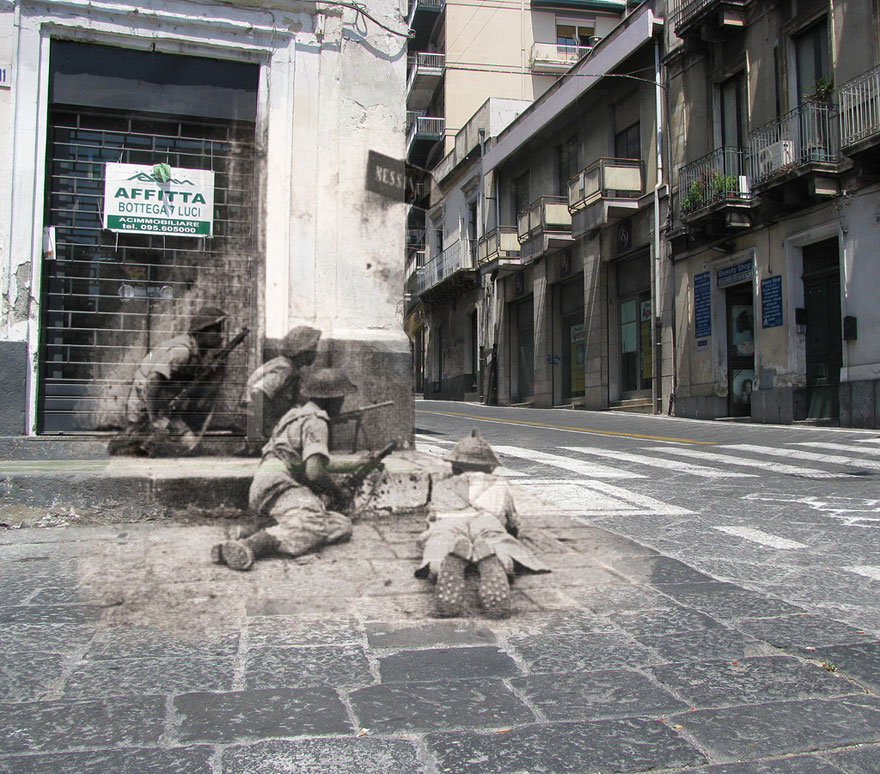 Ghosts of War: WWII Photos Superimposed on to Modern Street Scenes | Bored  Panda