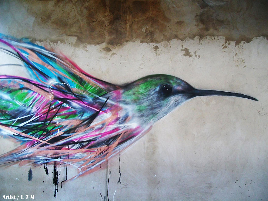 Mesmerizing Graffiti Birds on the Streets of Brazil by L7m