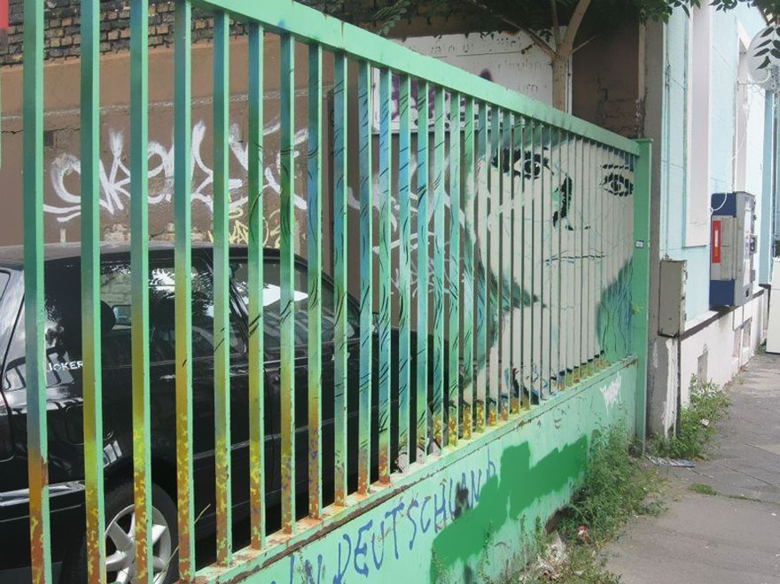 Hidden Railing Street Art That Can Only Be Seen From Certain Angle