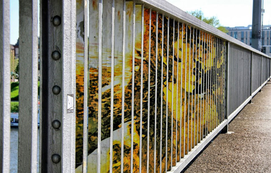 Hidden Railing Street Art That Can Only Be Seen From Certain Angle