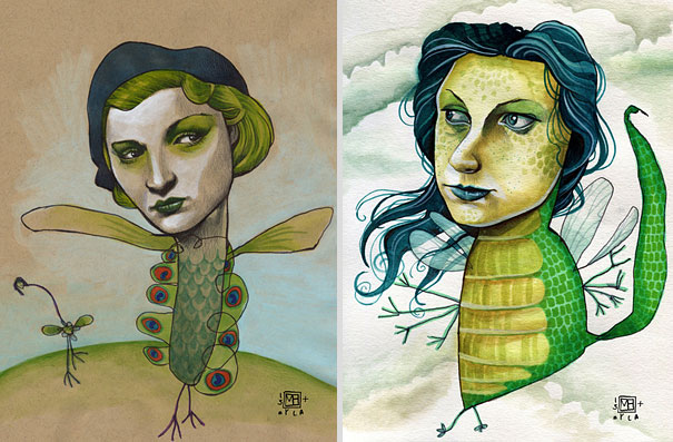 Professional Illustrator Collaborates With Her 4-Year Old Daughter To Create Surrealistic Art