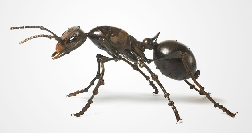Artist Creates Amazing Insect Sculptures Using Nothing But Old Car Parts and Scrap Metal