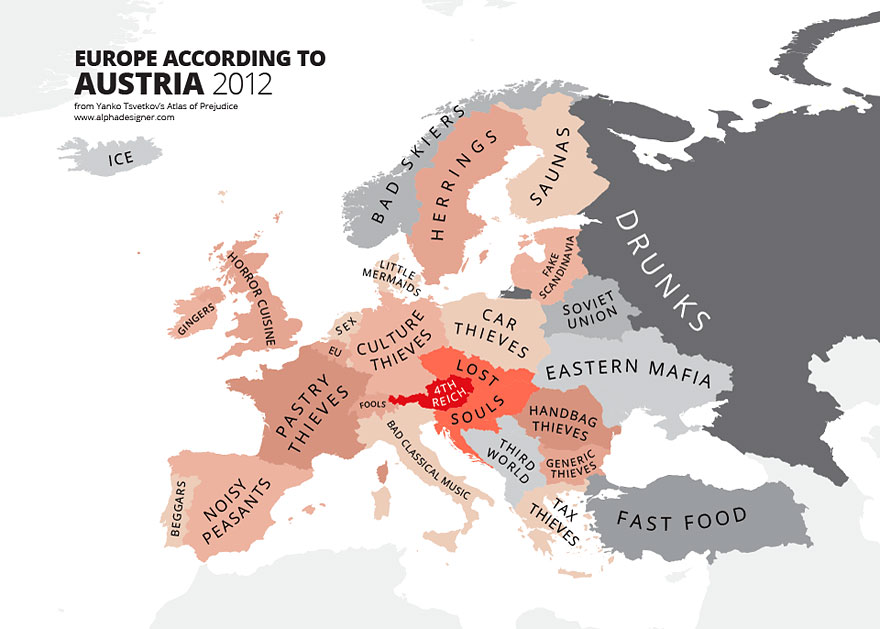 31 Maps Mocking National Stereotypes Around the World