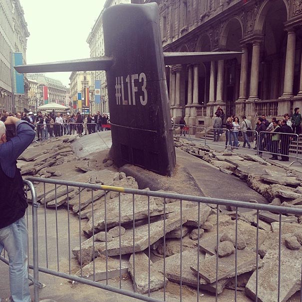 Submarine Crashes Through Streets Of Milan In Creative Publicity Stunt