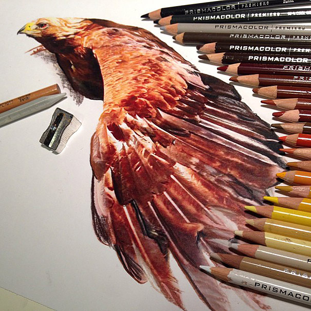 Artist Reveals Her Mixed Media Tools By Placing Them Next To Her Drawings