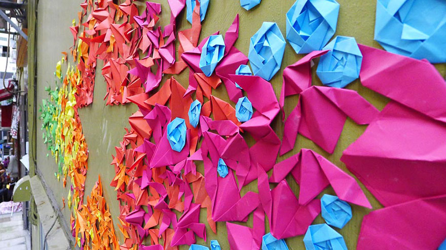 New Origami Street Art by Mademoiselle Maurice