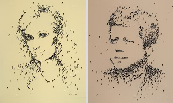 Portraits Made Using People as Pixels 