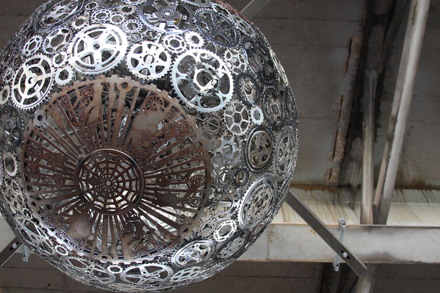 Old Bike Parts Turned Into Impressive Chandeliers